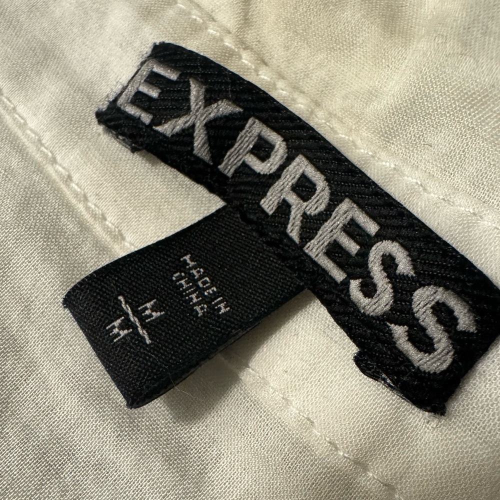 Express Medium 100% Cotton Button Down Ruffled Top - image 2